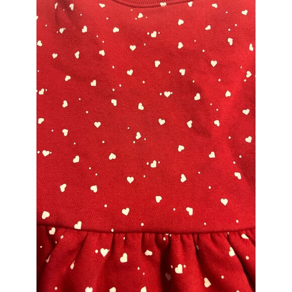 Baby GAP Red Peplum Sweatshirt Dress Infant Girls Size 12-18 months Heart Pullov - Picture 2 of 4